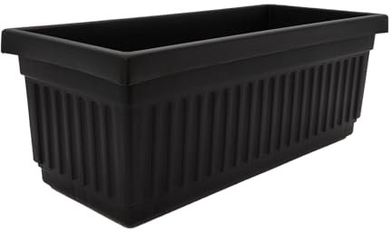 The HC Companies Jardinière rectangulaire vénitienne de 45,7 cm – Pot de Fleurs en Plastique léger pour intérieur ou extérieur avec Drainage pour Rebord de fenêtre, Herbes, Fleurs, Noir