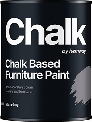 Hemway - Chalk Based Furniture Paint - Storm Grey 1 L | Chalky Matt Shabby Chic Finish for Interior & Exterior Home Decor | Quick Dry & All-in-one