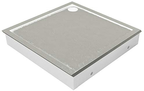 Sellon24® Duschtasse Stein Effekt mit Styroporträger Duschwanne Cement Stone DIN 51097 A (90x90x4,5/17)