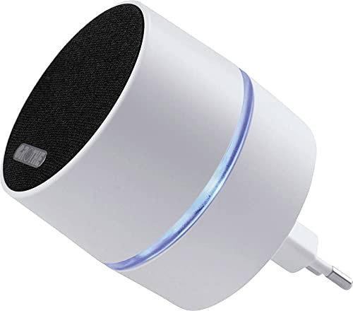 Grothe Mobile Funkklingel Türklingel Funkgong Empfänger ohne Taster Kabellose Türglocke 500m Reichweite 13 Melodien Steckdosenbetrieb Weiß CALIMA 400E (Optische Signalanzeige durch farbigen LED-Ring)