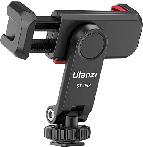 ULANZI ST-06S Handyhalterung Handy Stativ Adapter Zubehör für Tripod Selfie Stick Smartphone Halterung mit 2 Kaltschuh und 1/4 Gewinde 360° und 180° Drehbare Handyhalter iPhone Android Digitalkamera