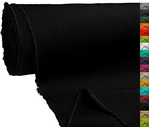 A-Express 100% Baumwolle Segeltuch Stoff Canvas Material Kleiderstoff Tuch Vorhänge Tasche 145cm 57 Breit 250GSM Meterware - 5 Meter 500cm x 145cm Schwarz
