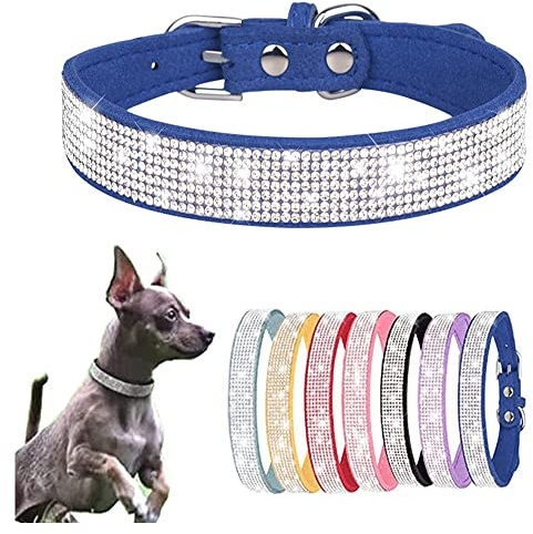 Süßes Hundehalsband für Mädchen, Blaue Strasssteine, glitzernder Schmuck, Katzenhalsband für XS, S, M, L, Prinzessin, Haustiere, Welpen, Kätzchen