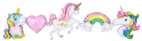 DIWULI Ballon-Kette Einhorn - Folien-Ballon Girlande