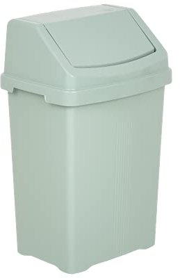 50 Litre Silver Sage Tall Swing Bin for Animal Feed Storage, Rubbish Waste Trash Bin Light Weight Indoor and Outdoor