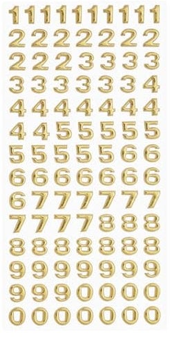 NEU SOFTY 3-D Sticker/Aufkleber, Zahlen, gold, 1 Bogen