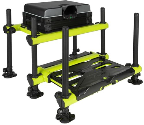 Fox Matrix XR36 Comp Lime Seatbox - Sitzkiepe, Sitzbox für das Matchangeln, Angelstuhl für das Stippen & Feederangeln, Angelausrüstung fürs Friedfischangeln