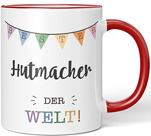 JUNIWORDS Tasse, Bester Hutmacher der Welt, Rot (5703848)