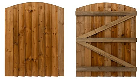 Featheredge Arch top, Wooden Garden and Side Gates (v3)(H-600, W-1550, Brown Finish)