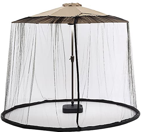 SFDPDM Moskitonetz Sonnenschirm, verstellbares Moskitonetz Ampelschirm, Outdoor Schwarz Polyesternetz Für Gartenschirm Moskitonetz, Faltbares Fliegengitter Mückennetz, befüllbare Basis