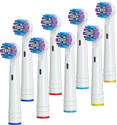 Ersatz-Zahnbürstenköpfe für Oral B Braun, 8 Stück, professionelle elektrische Zahnbürstenköpfe, präzise saubere Bürstenköpfe, kompatibel mit Oral-B 7000/Pro 1000/9600/500/3000/8000