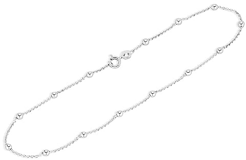 NKlaus 28cm Anker Fusskette rund mit Kugel 925 Silber Damen Ankerkette Fußkettchen 14660
