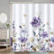 Bonhause Rideau de Douche Aquarelle Violette Fleurs Feuilles Rideau de Bain Tissu Polyester Anti Moisissure Imperméable Lavable Rideau Salle de Bain 180 x 180 cm avec 12 Crochets pour Baignoire