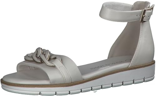 MARCO TOZZI Damen Sandalen mit Keilabsatz Hinten geschlossen Vegan, Beige (Cream), 36 EU