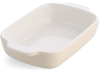 KitchenAid Stoneware Backform Rechteckig Keramik Antihaftbeschichtung mit Bambusdeckel, 20 cm/0,9L, PFAS-Frei, Langlebig, Platzsparend, Backofenfest bis 260°C, Spülmaschinenfest, Mandel Crème