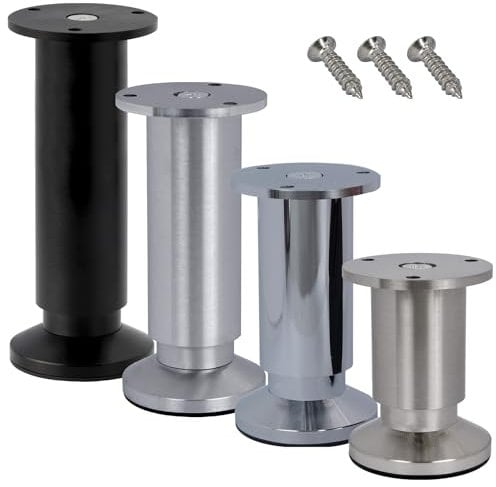 Stahlia Möbelfüße höhenverstellbar | SCHWARZ MATT | (1 Stück) Höhe: 6cm | Ø 38mm | 250Kg Belastbarkeit | Füße für Möbel Schrankfüsse Sofa Füße Möbelbeine