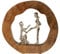 Lifestyle & More Skulptur Dekofigur Hochzeitsantrag Liebespaar aus Metall in Ring aus Holz 30x28 cm