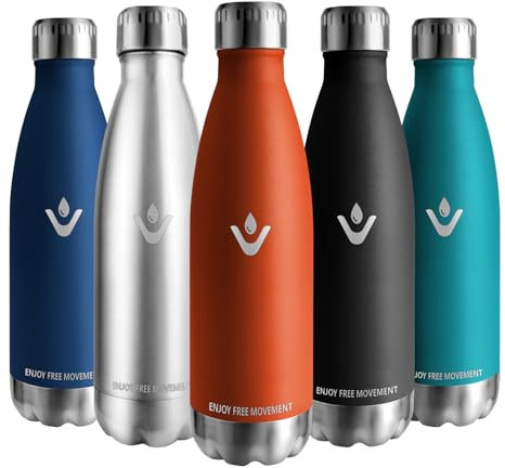 Vikaster Botella agua, 500ml Botella agua acero inoxidable, Mantener 12H Caliente/24 Frío, Termo Sin BPA, Botella termica Niños, Adultos, Deporte, Oficina, Exteriores