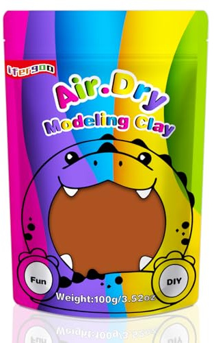 iFergoo Lufttrocknende Knete Ultra Light, Modelliermasse Selbsthärtend, Kreative Magische Clay für Kinder, DIY Bastelset, Geschenk für Jungen & Mädchen ab 3 Jahren 100g / 3.52oz (Braune Knete)