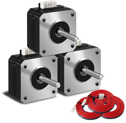 iMetrx Nema 17 Schrittmotor 42x23mm Pancake Motor 1.5A-3.8V 2 Phase 4 Drähte 1.8 Grad mit 1Meter Kabel für 3D Drucker Motoren 3 Stück