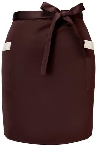Taillenschürze mit 2 Taschen, Kurze Halbe Schürze für Männer Frauen, Vorbinder Kellner Schürze, Kellnerschürze Kochschürze Küchenschürze für Küche Chef Restaurant Café Restaurant Bar Bistro (Braun)