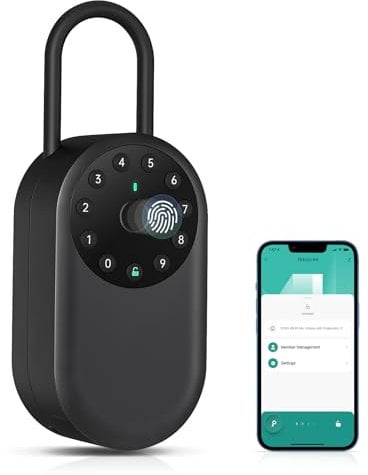 Boîte à serrure intelligente 2024 sans fil pour clé de maison avec accès à distance par application Tuya/Yeeuu, boîte à clés Bluetooth à suspendre à la porte pour extérieur, hôtes Airbnb, agent