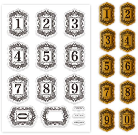 PH PandaHall Zahlen Stempel Retro Rahmen Stempel Buchstaben Transparenter Siegelstempel Vintage Rahmen Silikonstempel Für Die Kartengestaltung DIY Scrapbooking