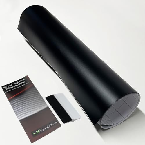 VT Supplies [40 x 152cm] Matt Black Car Vinyl Wrap [Self Adhesive Air Release Film] with Squeegee Tool - Outdoor Rated for Car Automotive Use