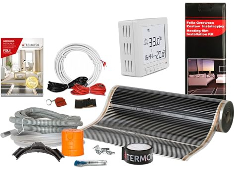 Termofol Elektrische Fußbodenheizung Heizfolie 230V mit Thermostat H2 - Leistung 220 W/m2 - Oberfläche 2,5m² - Fussbodenheizung Elektrisch Komplettset fur Fußboden Wand oder Deckenheizung