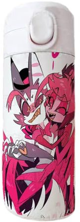 Jilijia Hazbin Hotel Anime Isolierter Becher Edelstahl Isolierte Wasserflasche 420 ml Reisebecher Sportwasserflasche Kreatives Geschenk