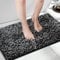 Yimobra Rutschfester Chenille Badezimmerteppich Flauschig und luxuriös Extra weiche, wasserabsorbierende Plüschmatte für Boden und Waschbecken Maschinenwaschbar, Schwarz & Dunkelgrau, 51 x 81 cm