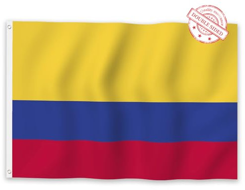 Aoihrraan Kolumbien Flagge 80x120cm Doppelseitige Kolumbianische Nationalflagge Banner Für Outdoor Feiern Haus Garten Veranda Party Dekoration Flaggen Mit 2 Robusten Ösen Präzision Maschine Genäht