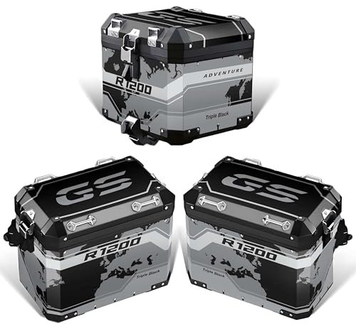 Schutzaufkleber Seitenkoffer und Topcase für Motorrad BMW R 1200 GS ALU 2nd Model ADV Adventure Triple Black