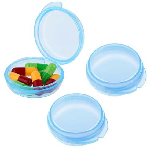WLLHYF 3 Stück Reise Kleine Pillendose Mini Tragbarer Pillen Organizer Box Runde Medikamenten-Aufbewahrungsbehälter für Handtasche Geldbörse Fischöl Tablets Leberöl Süßigkeiten(Set 6, 3 Stück)