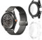 Aerku Funda Compatible con Xiaomi Watch S4 Sport, 9H HD Anti-Choque Parachoques Anti-rasguños Protector Duro PC Marco Cristal Templado Protector de Pantalla Funda - Transparente&Negro