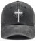 Cross Hat for Men Women, Adjustable Cotton Embroidered Christian Baseball Cap, Black, One size