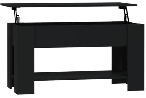 SDWEHO7 Moderne Couchtisch mit Höhenverstellbarer Platte und Versteckten Fach, Esstisch, Computertisch, Kaffeetisch, Wohnzimmertisch, Sofatisch, Schwarz 101x49x52 cm Holzwerkstoff