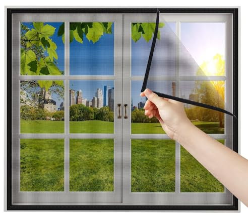 Zanzariera Tenda Rete 75x150cm Nero Zanzariera a Tenda Con Passante Per Bastone Tenda Zanzariera Finestra Zanzariera Adesiva Per Finestra