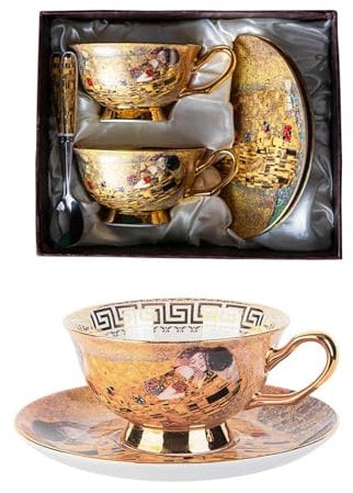 Juego de Taza y platillo de café de Porcelana Europea, Juego de 6 Piezas, Juego de té de la Tarde inglés Vintage de cerámica, Juego de Taza de café, Taza de té y Cuchara