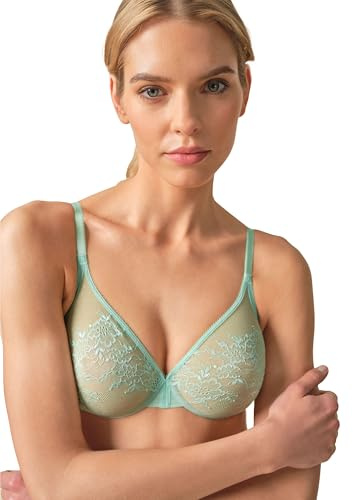 Gossard Glossies Lace Non Padded Moulded Sheer Bra Brook Green 34DD