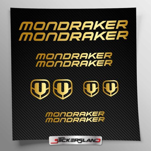 Stickersland® Aufkleber-Set kompatibel mit Rahmen Mondraker MTB Mountainbike und Helm | Decals Aufkleber für Fahrrad Schriftzug Logos | Stickersland® (Gold glänzend metallisch)