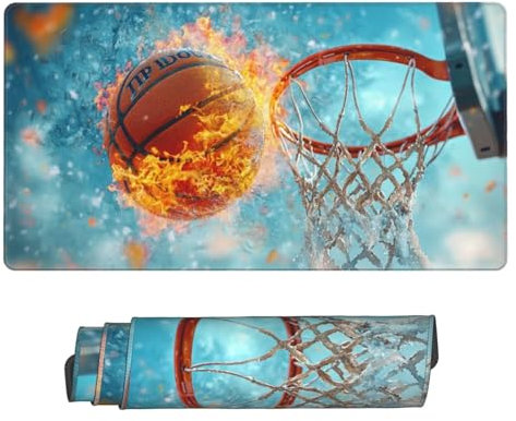 Gaming Mauspad, Groß Mouse Mat XXL 1000x500x3mm Desk Mat Basketball Mousepad Stitched Edges, Non-Slip Rubber Base Mouse Pads Improved Precision and Speed Keyboard Mat for Men Gamers Geschenke N-650