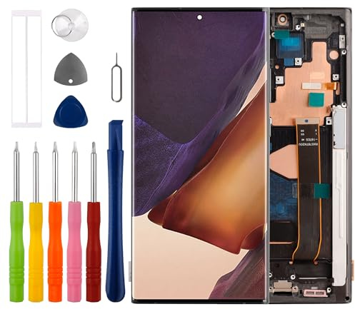 Duotipa Pantalla OLED de 6,9 pulgadas, compatible con Samsung Galaxy Note20 Ultra 5G (negro con marco), pantalla LCD táctil, digitalizador, montaje con kit de herramientas de reparación (con huella