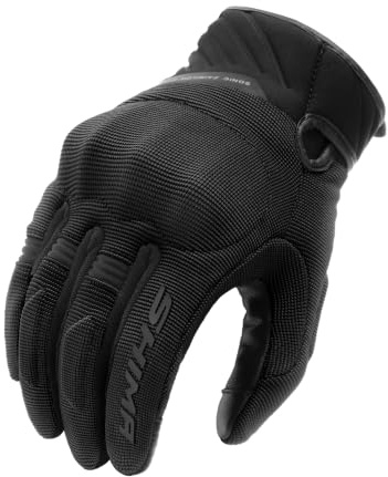 SHIMA SONIC Motorrad Handschuhe Herren Kurze Sommer Motorradhandschuhe Schutz Schutzkleidung Touchscreen Motorcycle Belüftet Verstärkt Leicht Motorbike Sommerhandschuh (Männer, Schwarz, S) | Mit Protektoren