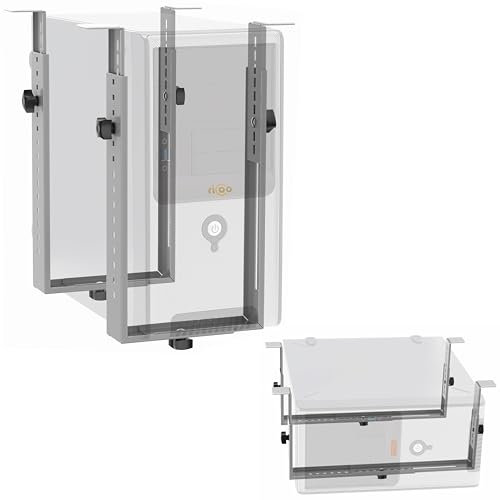 RICOO PC Halterung unter Schreibtisch Verstellbar Computer Rechner Aufhängung für Untertisch TRH02-S Tischhalterung Computerhalterung bis 35Kg Unterbau Halter Regal Server Rack Big Tower Gehäuse
