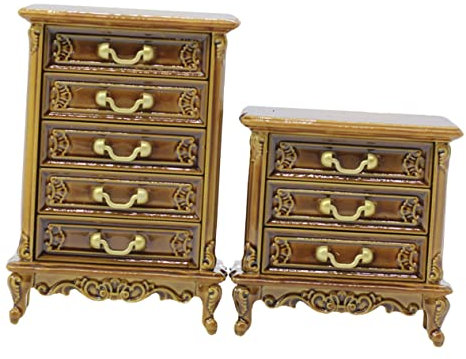 PERSELOSO 2stücke Miniatur Möbel Teilig Für Puppenhaus Vintage Nachttisch Schrank DIY Puppenhaus Dekoration Maßstab Wohn Schlafzimmer Zubehör