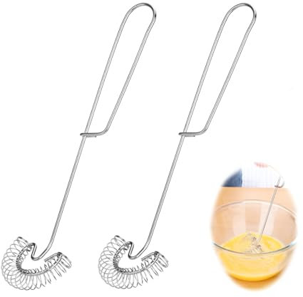 2 Stück Spiralbesen Edelstahl Schneebesen, Schneebesen Flach für Haushalt, Bäckerei, zum Mischen von Butter, Eiern, Schokolade, spülmaschinenfest