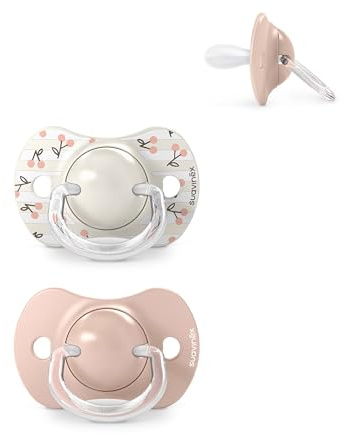 Suavinex, Pack de 2 Chupetes para Bebés 0/6 Meses y Recién Nacidos, con Tetina Fisiológica de Silicona SX Pro Simétrica, Plana y Flexible, Respeta el Desarrollo Bucodental, Birdies Rosa