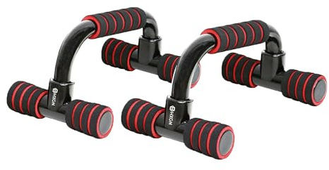 HXGN Push Up Bars, Angled Parallettes Handles with Foam Grips for Press Ups, Dips, Calisthenics