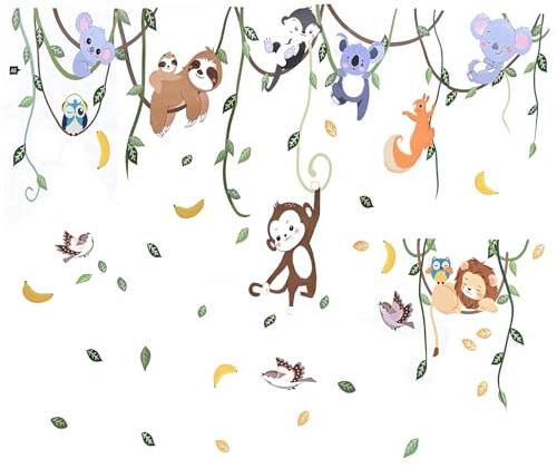 Wandtattoo für Jungenzimmer, Waldtiere & Baum-Motiv, 150x130 cm, wasserfest, Babyzimmer Deko, für Wände, Fenster, Fliesen, Möbel & mehr